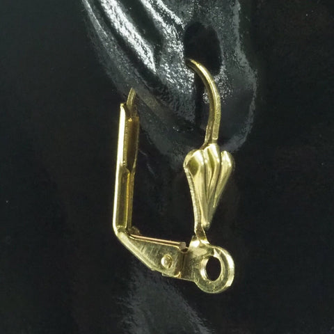 Earring lever back Raw brass shell findings 16mm with one loop 1561