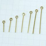 Eye Pin Raw Brass 50, 45, 40, 35, 30, 25 mm 17 gauge( 1,2mm ) 5017R- 56 1871-50