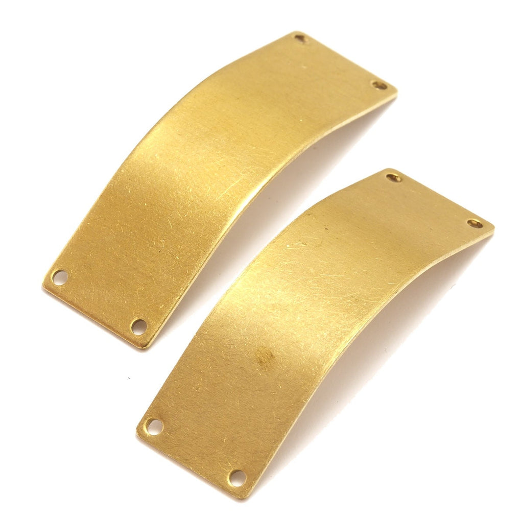Rectangle shape blank stamping 15x50x0.8mm (20 gauge) raw brass four hole 1208RT4-50