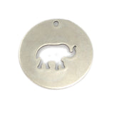 Elephant tag 10 pcs 28mm silver plated  brass circle tag, thickness : 1mm 18 gauge , 1907-440