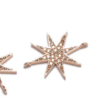 Micro Pave North Star Rhinestone Pendant 25mm Rose gold plated alloy with 2 ring 710