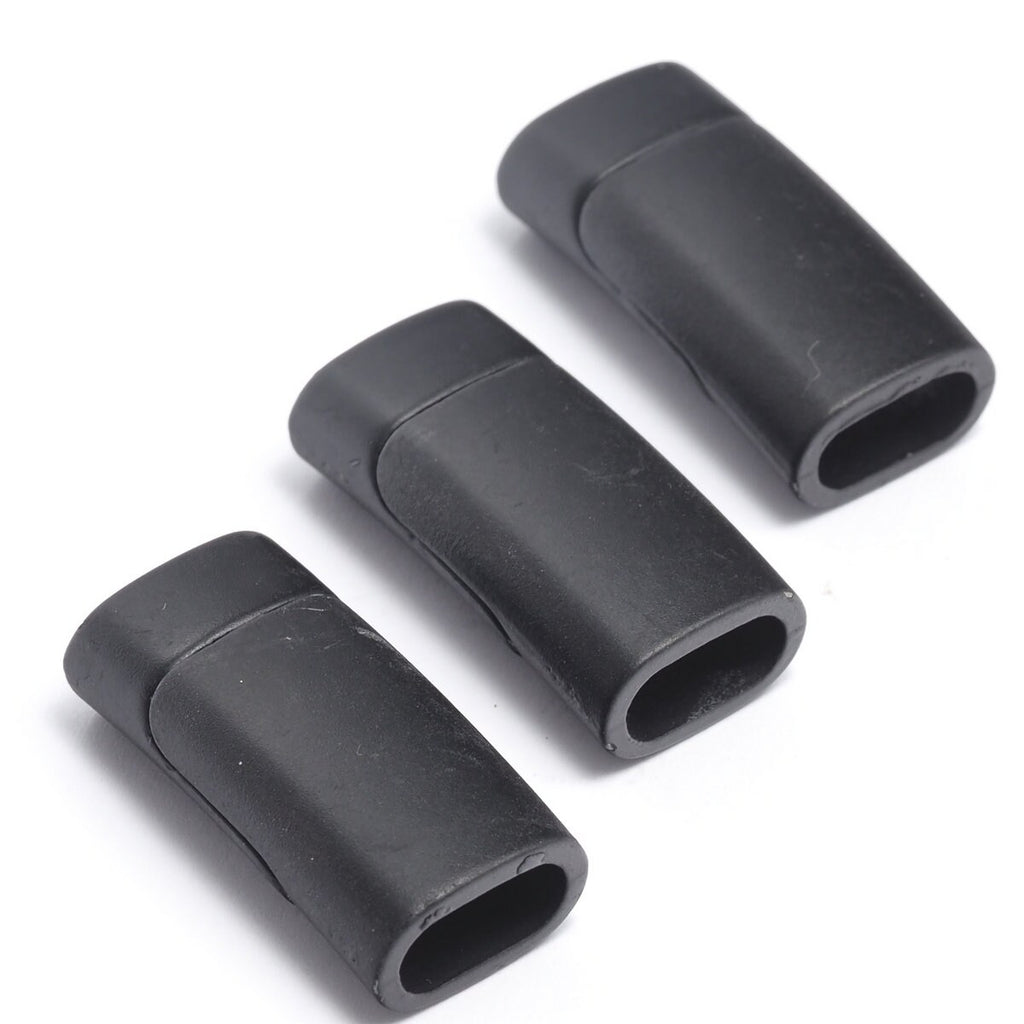 Magnetic clasp leather cord 25x12,7mm 1"x1/2" black painted alloy HOLE : 5x10mm MCL510 1505B