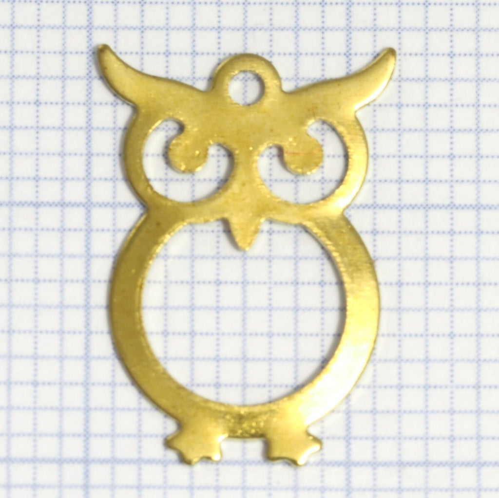 Owl shape pendant raw brass 16.5mm 0.45mm thickness 397-26
