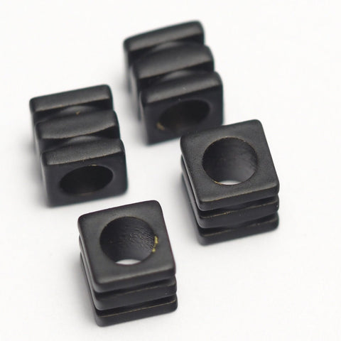 6x6mm Cube (hole 4mm ) black painted brass  spacer bead bab4 1831