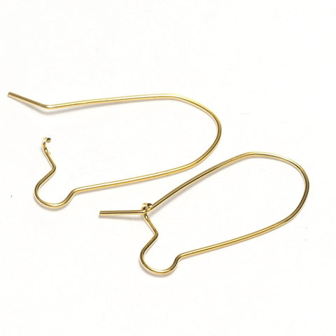 Kidney wires Gold plated brass earring 2 pcs (1 set)  27mm 480