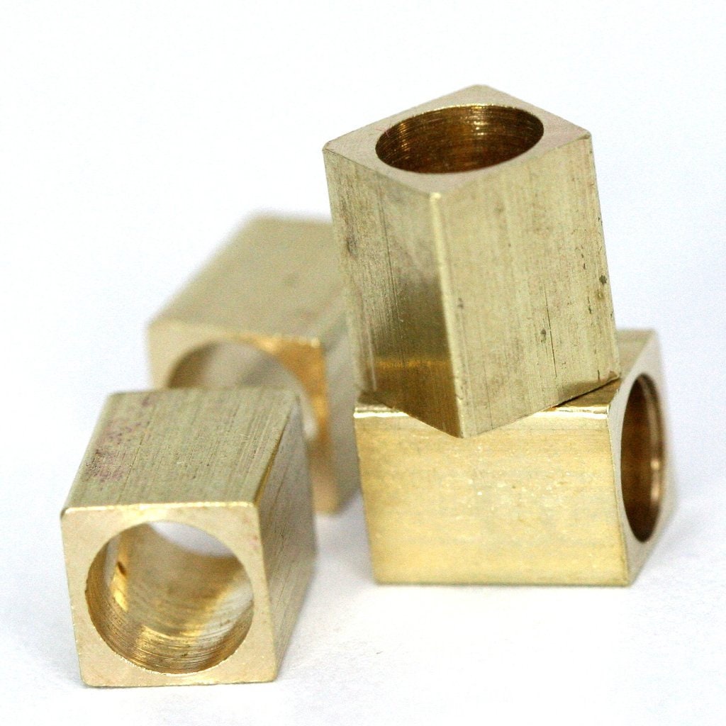 20 pcs 6x8mm 1/4"x5/16"  raw brass square tube (5mm 3/16" hole ) bab5 733