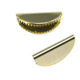 Gold plated brass semi circle ribbon crimp ends without loop 15x30mm 1944