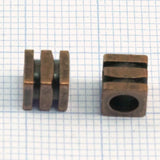 Copper tone brass  spacer 6x6mm Cube (hole 4mm )  bead bab4 1831