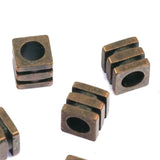 Copper tone brass  spacer 6x6mm Cube (hole 4mm )  bead bab4 1831