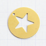 Star Tag 23mm raw brass circle , thickness : 1mm 18 gauge , 1994R-245