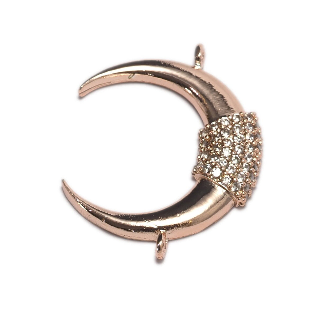 Micro Pave Moon crescent 26mm Rose gold plated alloy with 2 ring 680