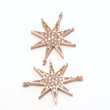 Micro Pave North Star Rhinestone Pendant 25mm Rose gold plated alloy with 2 ring 710