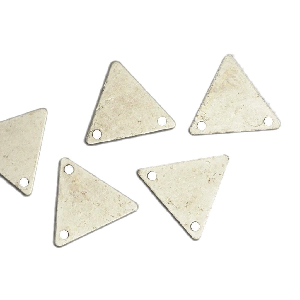 Antique silver plated brass equilateral triangle 12x14mm tag charms with 2 hole, 620SDD-34