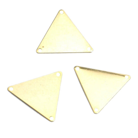 triangle shape pendant brass gold plated brass with 3 hole 8 25 mm gold plated 640-125
