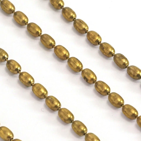 Raw Brass Oval Ball Chain (3x5mm Bead size) Z001