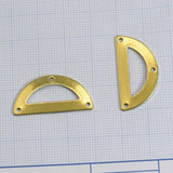 Raw brass semi circle 30x15mm 0.8mm thickness 3 hole blanks  half moon shape pendant (1.63mm  14 gauge hole) SCS 2016-170