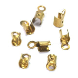 Leather crimps end tip (3mm) raw brass fold over cord end tips findings CSS4TR-7 764