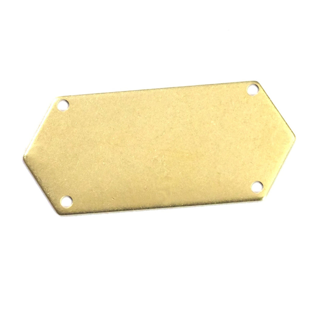 raw brass elongated hexagon shape 35.5x16mm 0.8 Thickness stamping blank 4 hole connector pendant 2024-350