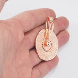 Zodiac Horoscope Wheel Pendant Necklace Rose Gold Plated brass 36mm whell size 50mm total size 2025