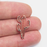 Rose gold plated brass Cactus with loop 25x15mm size 1.5mm thickness Shinny / necklage  Earrings pendant 2026-150