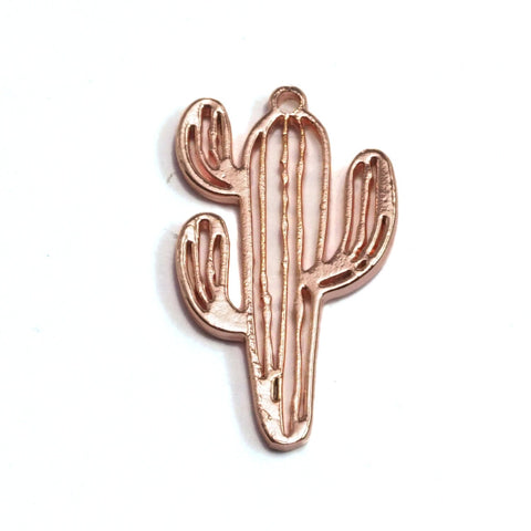 Rose gold plated brass Cactus with loop 25x15mm size 1.5mm thickness Shinny / necklage  Earrings pendant 2026-150