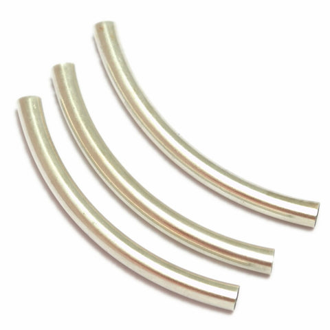 10 pcs Silver plated brass curved tube 7x80mm (hole 6,4mm) 1852