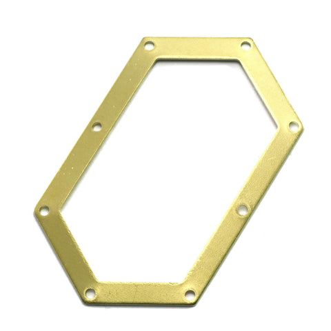 raw brass elongated hexagon shape 54x32mm 0.8 Thickness stamping blank 8 hole tag pendant 2260-350