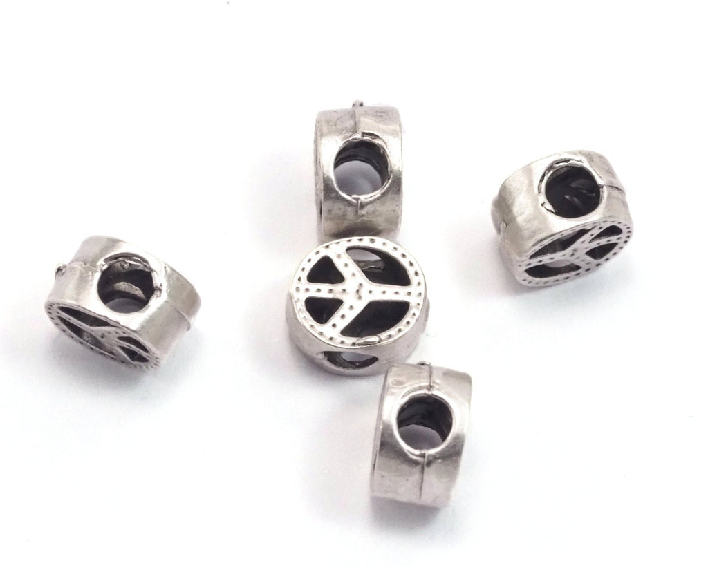Silver plated Peace shaped Alloy spacer  beads pendant  10x9mm (hole 4mm) Findings spacer bead bab4 2069-150