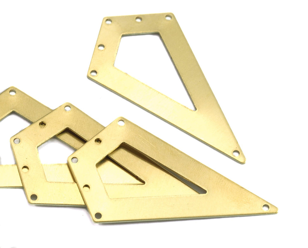 Kite shape quadrilateral raw brass 54x29mm 0.8 Thickness stamping blank 6 hole "thick frame" tag pendant necklace earring 2078-400