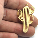 Gold plated brass Cactus with loop 38.5x22mm size 1.5mm thickness necklage  Earrings pendant 2026-365