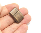 Magnetic clasp leather Antique Copper tone alloy cord 25x18mm 1"x0.7" 16x3mm 5/8"x1/8" MCL 1498