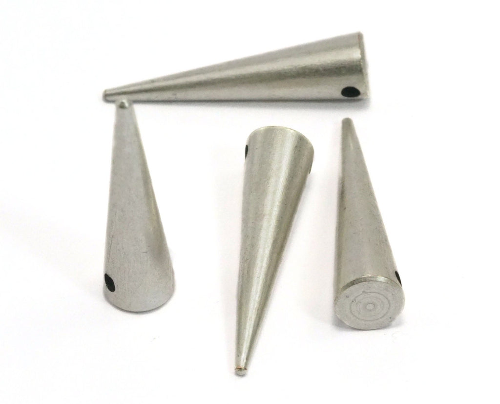 long spike 7x27mm 9/32"x1 1/16"  Antique Silver plated brass finding spacer industrial design (2mm 5/64" 13 gauge hole ) pendulum 1135