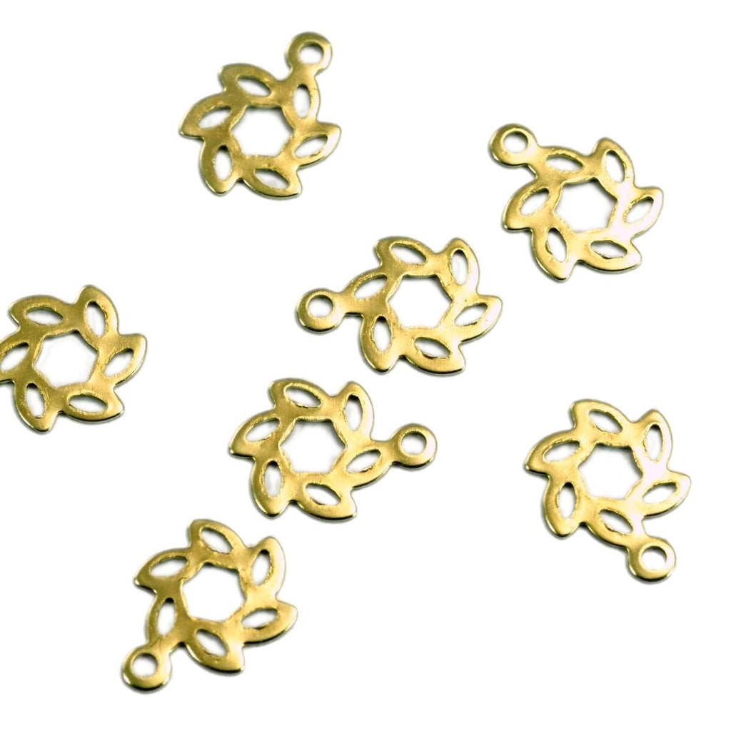 Leaf Flover 12x9mm Raw brass charms findings 1974R-13