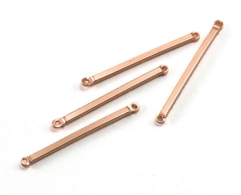 Square bar connector pendant Charm Rose Gold plated brass 1.5x30mm 2holes (1.3mm hole) necklace 2109