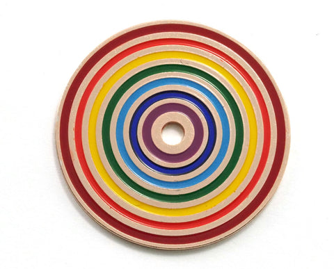 Circle round stripe carved 40mm (4mm middle hole) Rainbow painted  rosegold plated brass pendant earring necklace 2108