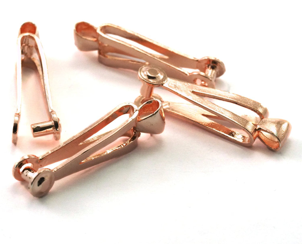 Pendant Holder with loop  36x10mm  Rose gold plated brass 2108