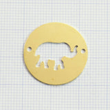 Elephant Connector  23mm raw brass circle , thickness : 1mm 18 gauge , 1989R-245