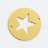 Star Connector 23mm raw brass circle , thickness : 1mm 18 gauge , 1994R-245