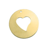 Heart tag 30mm raw brass circle tag, thickness : 1mm 18 gauge , 1995-380