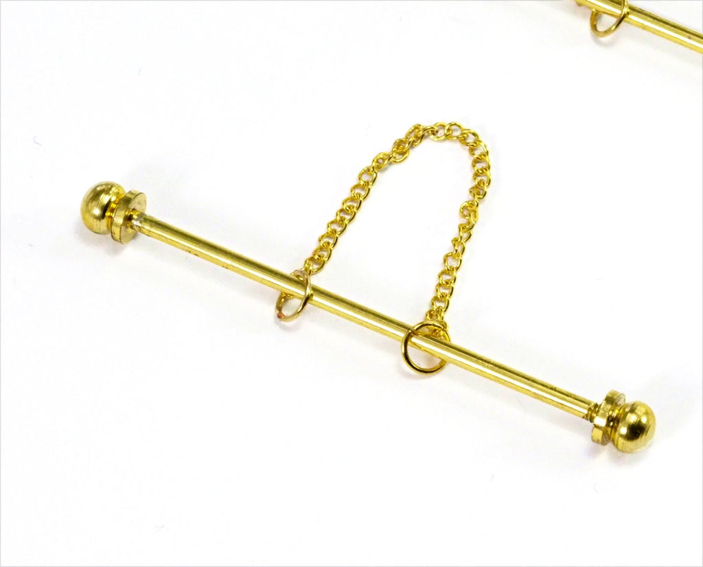 Vintage Collar bar gold tone brass with iron chain 55mm bar (1.8mm) 1710