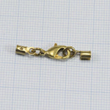 Raw brass lobster clasps with (brass) crimp end (3mm) set (12mm Lobster) Cord tips 1372
