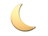 Crescent Moon 2 hole  Connector tag 44mm (0.9mm thickness) (1.63mm hole)gold plated brass pendant Findings Charms 2097-435