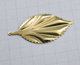 Leaf shape gold plated brass 59x30mm (0.5mm thickness)  1 Loop (1.83mm hole) finding charm necklace  pendant 2098-390
