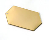 Gold plated brass elongated hexagon shape 45x24x0.9mm stamping blank 1 hole tag pendant 2062-665