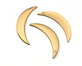 Crescent Moon one hole 35.5mm Gold plated brass pendant Findings Charms 2059-150
