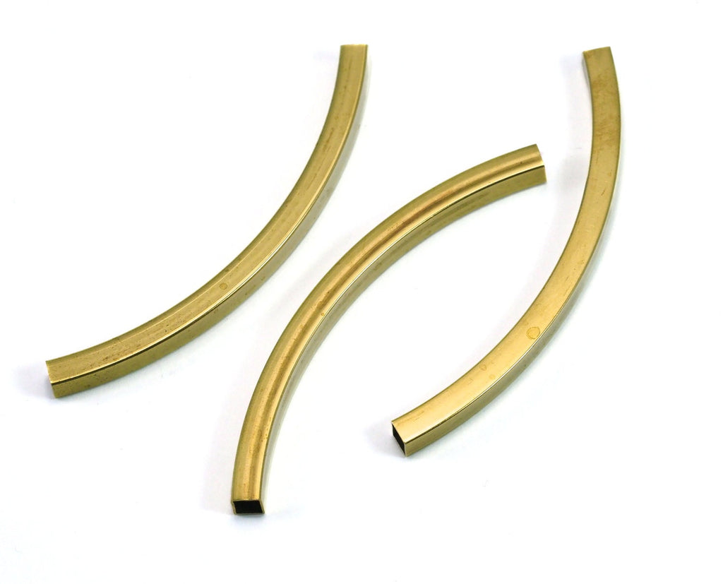 Raw Brass Square Curved Tube 5x80mm (hole 4.4mm) N147-425
