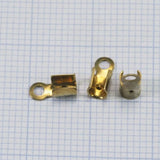 Leather crimps end tip (3mm) raw brass fold over cord end tips findings CSS4TR-7 764