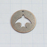 Bird Tag 1 hole 23mm raw brass circle , thickness : 1mm 18 gauge , 1993-245