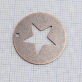 Star Tag 23mm Copper plated brass circle , thickness : 1mm 18 gauge , 1994-245