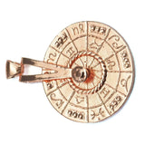 Zodiac Horoscope Wheel Pendant Necklace Rose Gold Plated brass 36mm whell size 50mm total size 2025